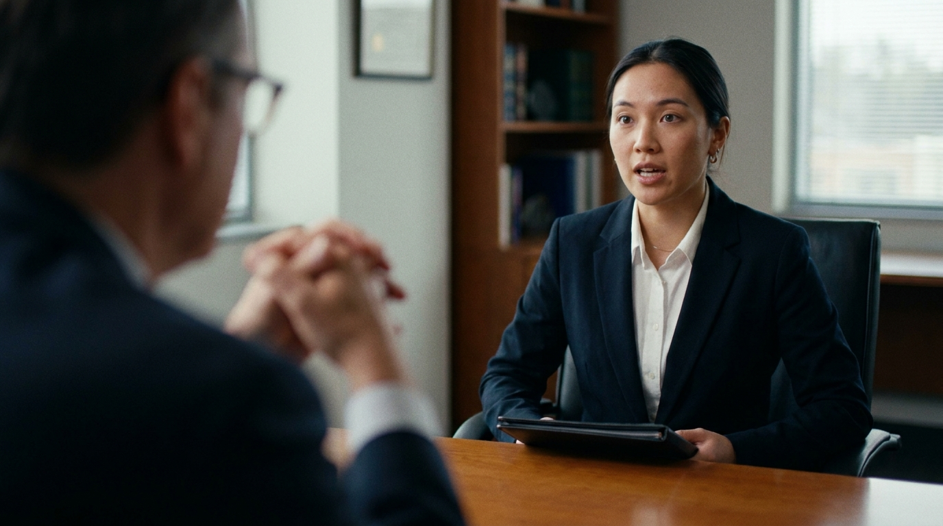 Student at job interview